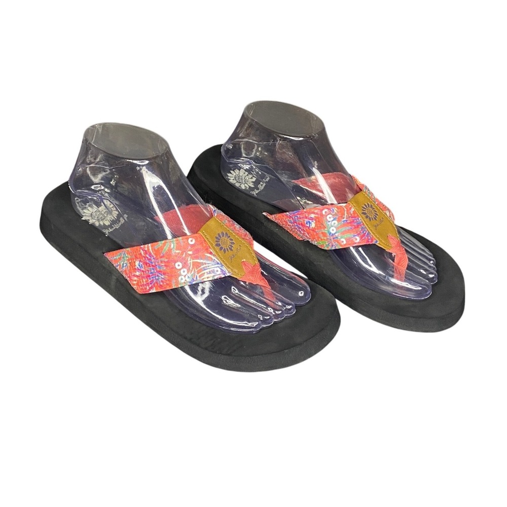Yellow Box Women Tropical Floral Platform Flip Flop Sandal Black Coral Multi 8.5
